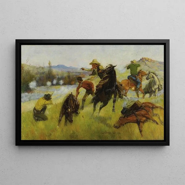 Tir depuis la lisière de la forêt - Elling William Gollings — framed artwork on a wall