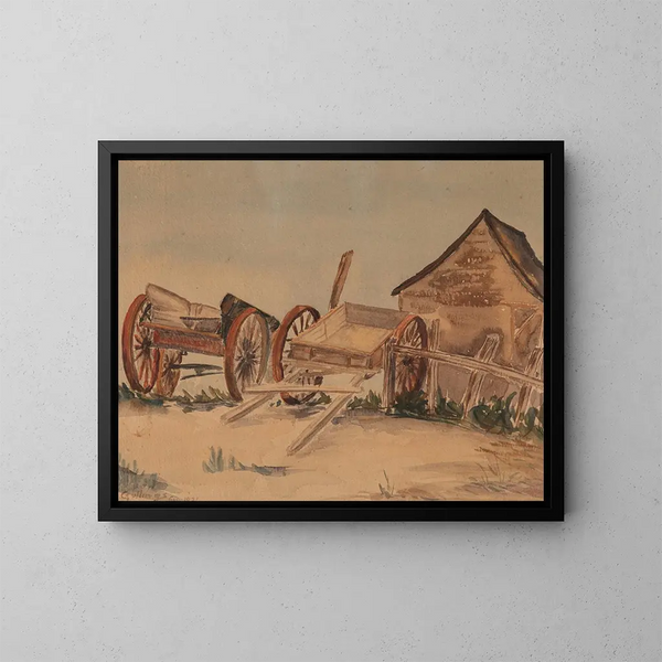 Wagons - Elling William Gollings — framed artwork on a wall