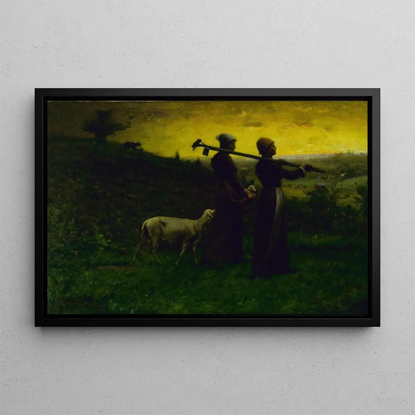 Bringing back the newborn lamb - Elliott Daingerfield — framed artwork on a wall
