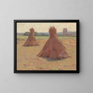 Haycocks in Brittany, France - Elmer Boyd Smith — framed artwork on a wall