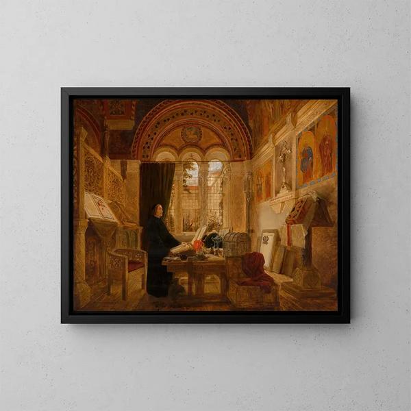 Interior of a monastery in Italy - Elmslie William Dallas — framed artwork on a wall