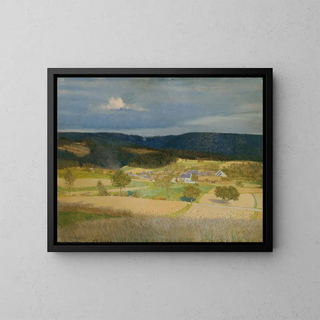 Village au soleil - Emanuel Baschny — framed artwork on a wall
