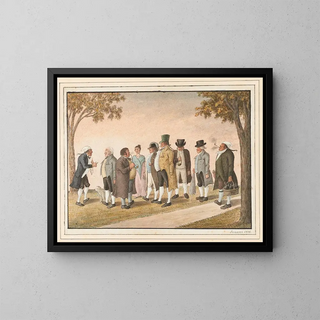 Farmers and bathers on Blumenstein - Emanuel Jenner — framed artwork on a wall