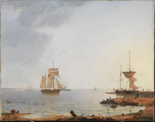 Boats off the coast of Zeeland in the morning - Emanuel Larsen — artwork view