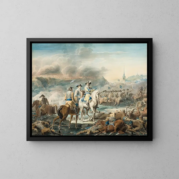 King Gustav II Adolf of Sweden at Wittstock - Emanuel Limnell — framed artwork on a wall