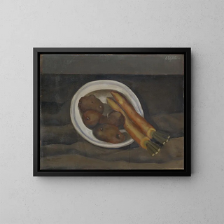 Still life with radishes and potatoes - Emanuel Schättli — framed artwork on a wall