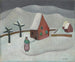 Winter Landscape Painting with Red House - Emanuel Schättli — artwork view