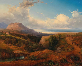 View of an Eastern Fortress with a Port City Beyond - Emanuel Stöckler — artwork view