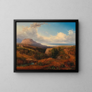 View of an Eastern Fortress with a Port City Beyond - Emanuel Stöckler — framed artwork on a wall