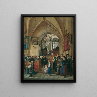Interior painting of the parish church of Aussee - Emanuel Stöckler — framed artwork on a wall