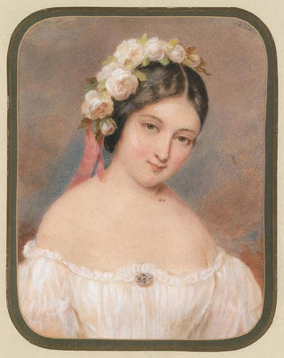 Portrait of a young woman with white roses in her hair - Emanuel Thomas Peter — artwork view