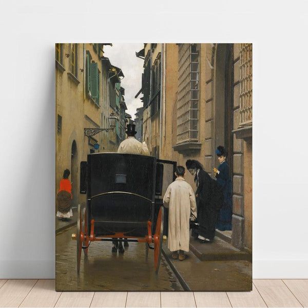 Reproduction of the painting Embarkation in the carriage, Rome - Raffaello Sorbi
