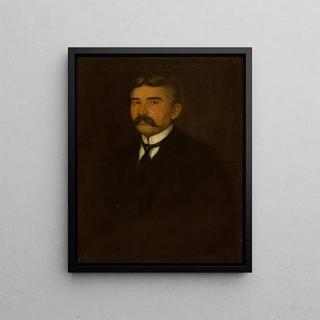 Portrait of the artist's father - Emil Alexay Olexk — framed artwork on a wall