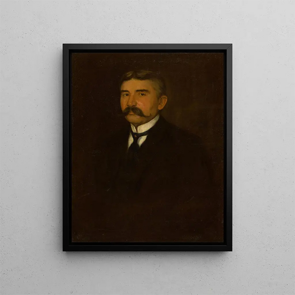 Portrait of the artist's father - Emil Alexay Olexk — framed artwork on a wall