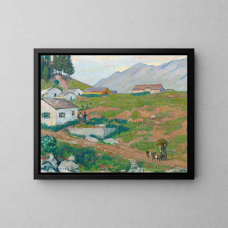 Landscape Painting in Gray - Emil Cardinaux — framed artwork on a wall