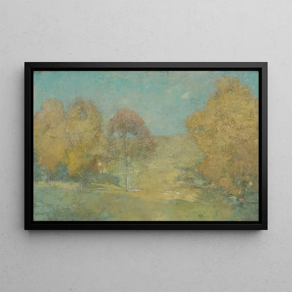 Autumn Morning Painting, Waning Moon - Emil Carlsen — framed artwork on a wall