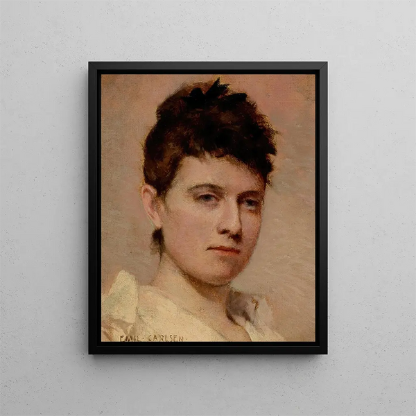 Portrait of a Young Woman - Emil Carlsen — framed artwork on a wall