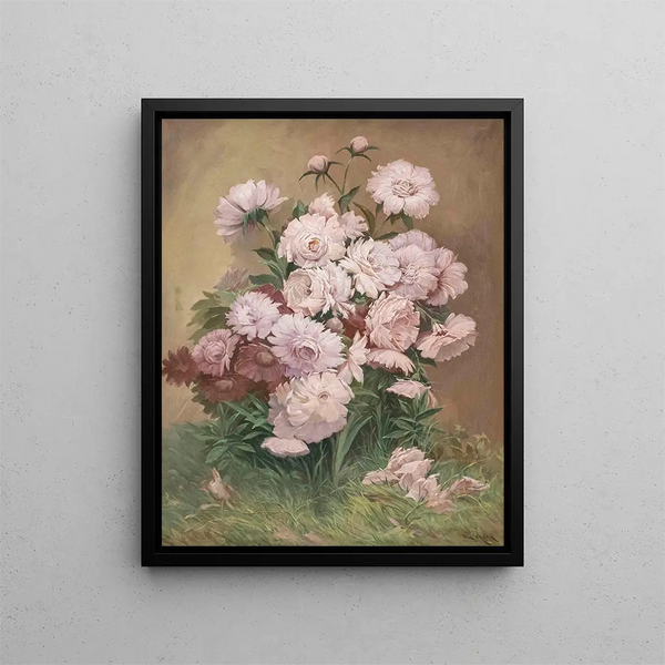 Floral composition with peonies - Emil Czech — framed artwork on a wall