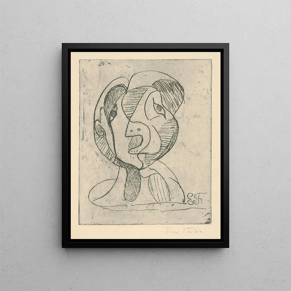 Head - Emil Filla — framed artwork on a wall