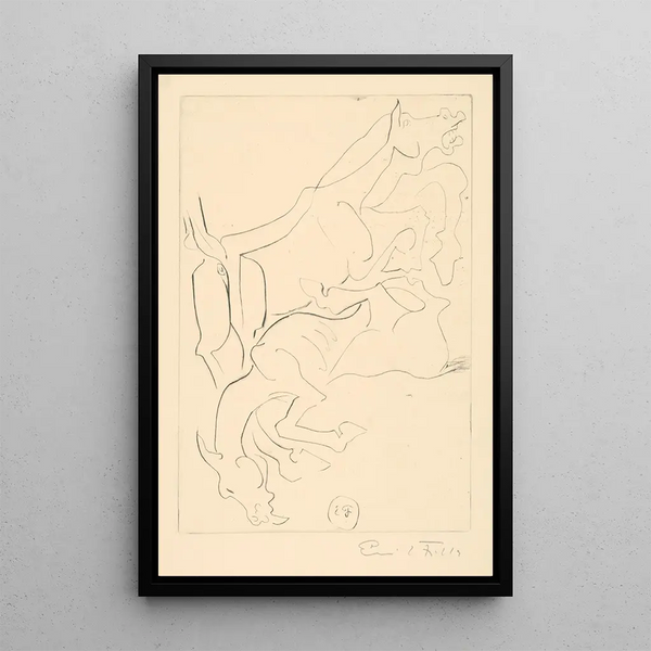 Horses Fallen - Emil Filla — framed artwork on a wall