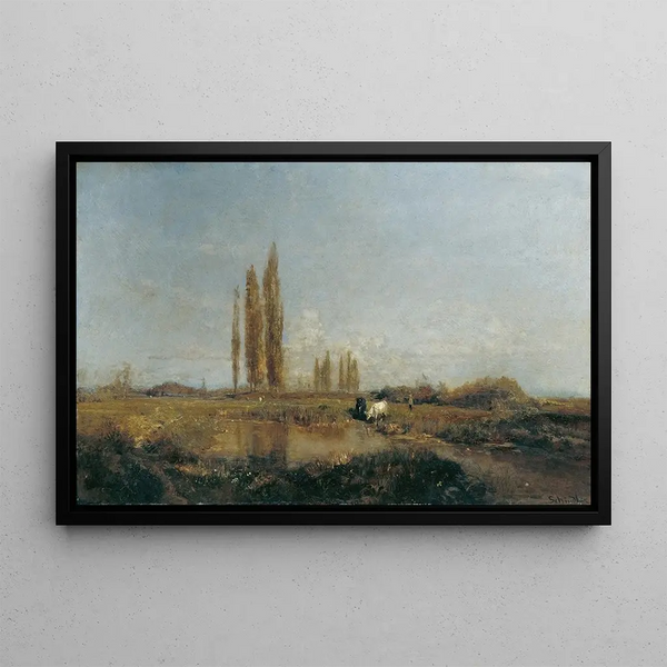 on the Thaya near Lundenburg - Emil Jakob Schindler — framed artwork on a wall