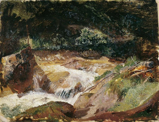 Mountain Stream Painting at Ramsau - Emil Jakob Schindler — artwork view