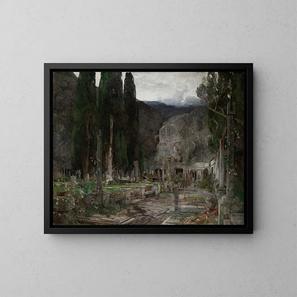 Pax The cemetery of Gravosa near Ragusa - Emil Jakob Schindler — framed artwork on a wall