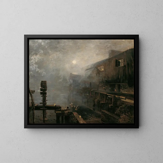 Sgemhle dans le brouillard du matin - Emil Jakob Schindler — framed artwork on a wall