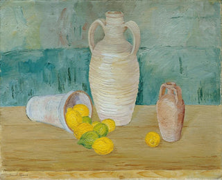 Still life with stone jugs and lemons - Emil Kraus — artwork view