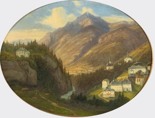 Gamskogel in Gastein with Saint Nicholas Church - Emil Ludwig Lühr — artwork view