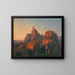 Landscape with Church at Dusk - Emil Ludwig Lühr — framed artwork on a wall