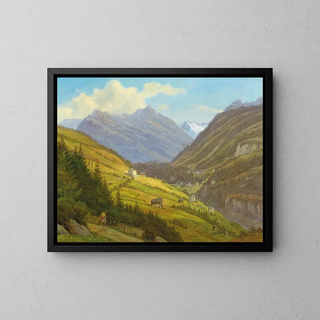 Scene from the Gastein Valley - Emil Ludwig Lühr — framed artwork on a wall