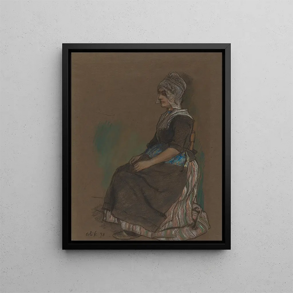 Girl of Volendam in costume - Emil Orlik — framed artwork on a wall