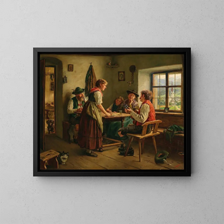 A conversation at home - Emil Rau — framed artwork on a wall