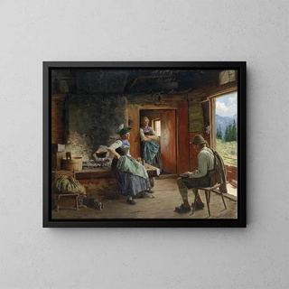 Visit to the mountain pasture - Emil Rau — framed artwork on a wall