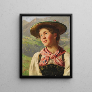 Alpine girls in costumes - Emil Rau — framed artwork on a wall