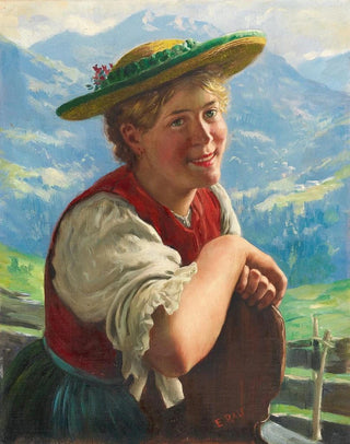 Young smiling girl - Emil Rau — artwork view