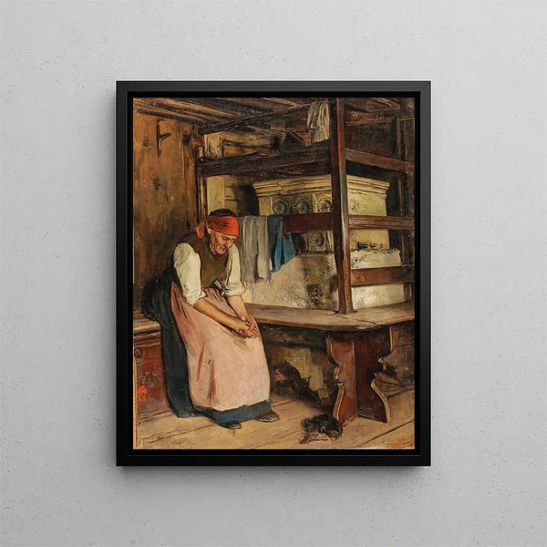 Near the Heating Stove - Emil Strecker — framed artwork on a wall