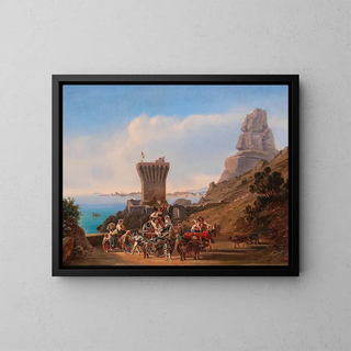 Family on the way - Emil Theodor Richter — framed artwork on a wall