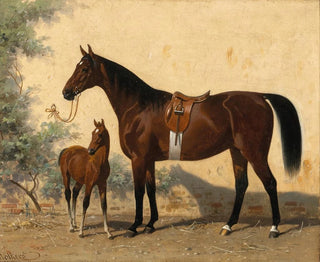 a brown horse with a foal - Emil Volkers — artwork view