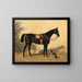 A black horse with a dog - Emil Volkers — framed artwork on a wall