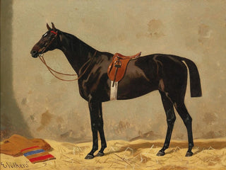 Black horse in the stable - Emil Volkers — artwork view