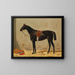Black horse in the stable - Emil Volkers — framed artwork on a wall