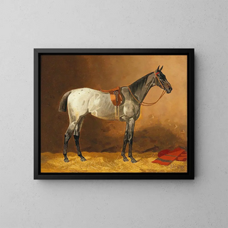 Horse saddle - Emil Volkers — framed artwork on a wall
