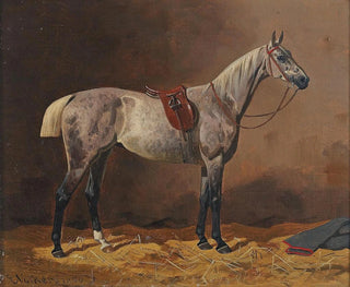 Horse race painting sealed in the stable - Emil Volkers — artwork view