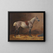 Horse race painting sealed in the stable - Emil Volkers — framed artwork on a wall