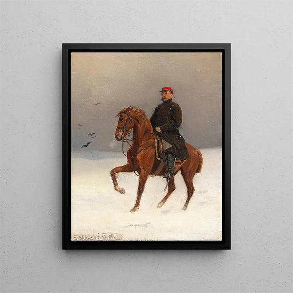 Soldat à cheval - Emil Volkers — framed artwork on a wall