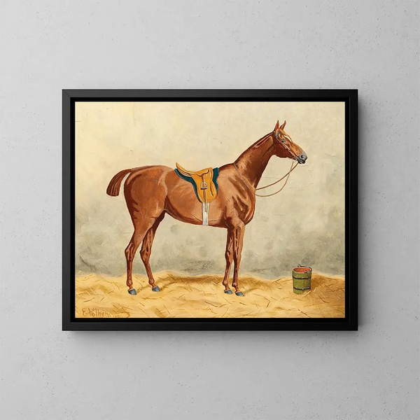 Horse sealed in the stable - Emil Volkers — framed artwork on a wall