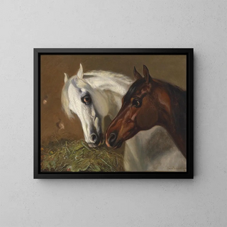 Two Horse Heads - Emil Volkers — framed artwork on a wall
