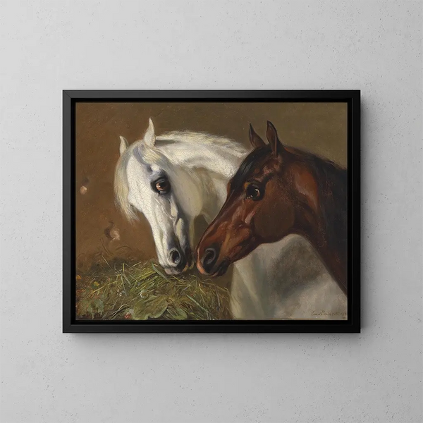 Two Horse Heads - Emil Volkers — framed artwork on a wall